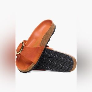 Birkenstock Madrid Big Buckle Slide Sandal Brunt Orange New NWT